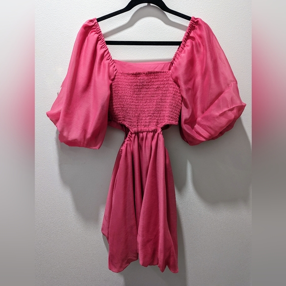 Pink puff sleeve dress - Picture 3 of 5